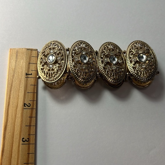 elastic gold tone rhinestone bracelet - Picture 6 of 7